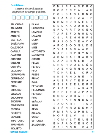 Sopa de Letras EVASIÓN 217