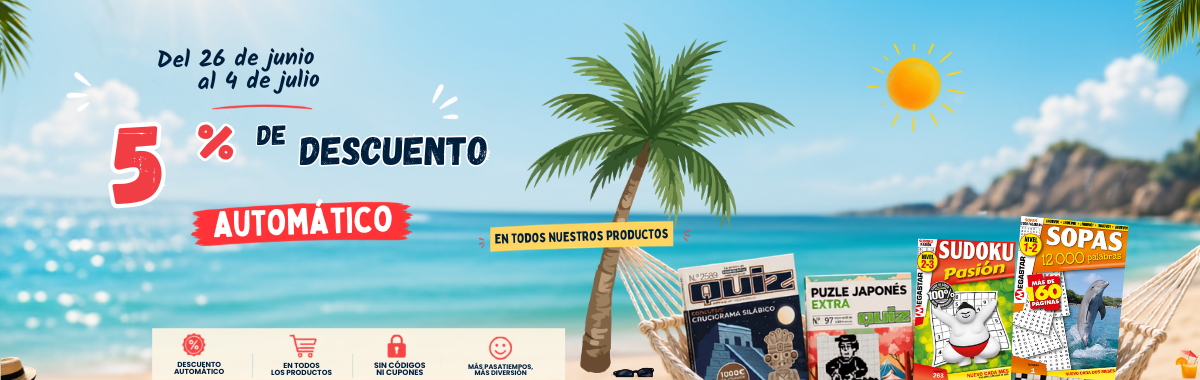 Desconexión de verano con descuento: 5% automático en todos nuestros pasatiempos