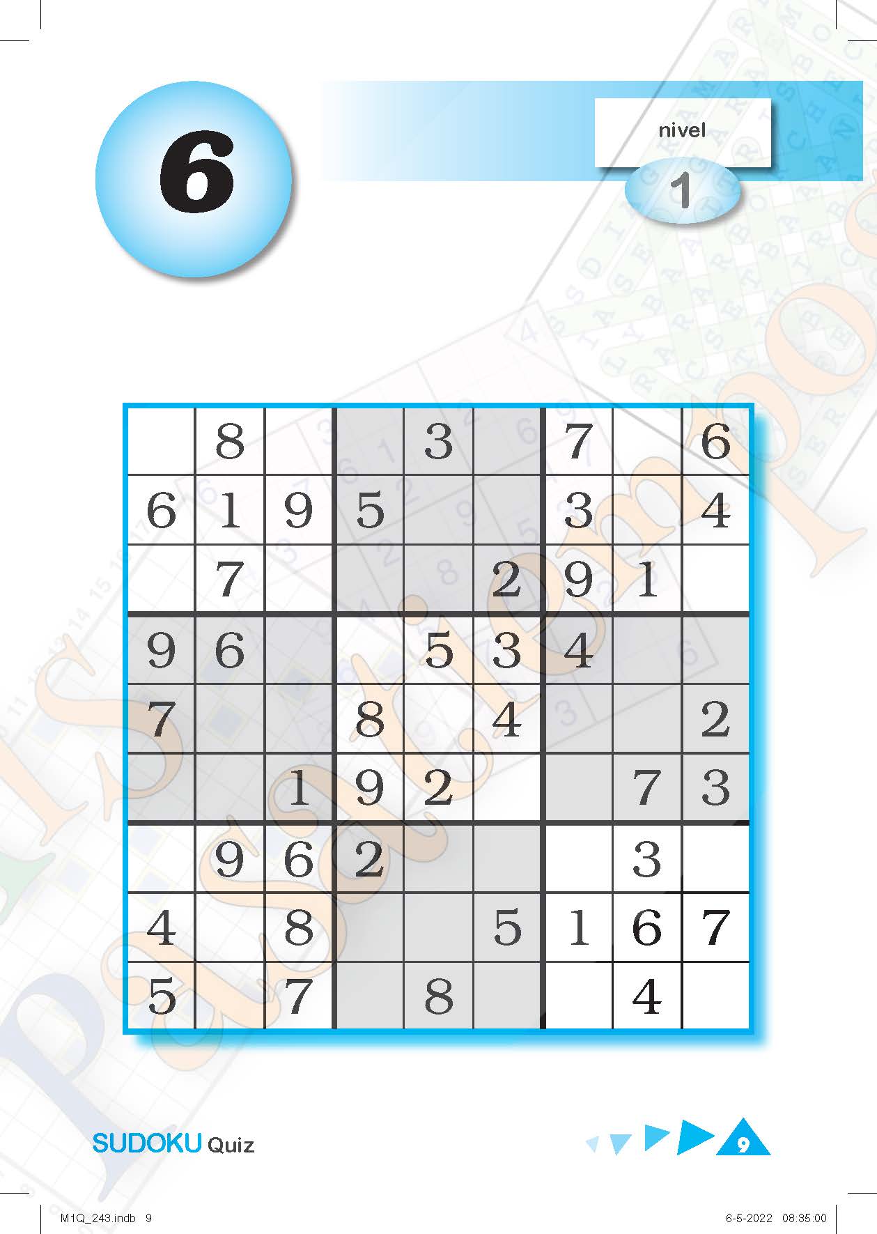 Passatempo Sudoku Fácil Com Resposta. Jogo Nº 242.